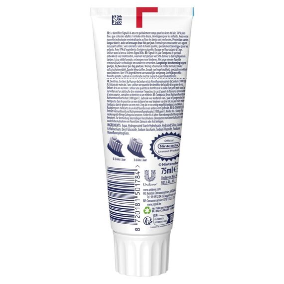 Signal Super Mario Zahnpasta für Kinder, mit fruchtigem Aroma, 0-6 Jahre, 75 ml