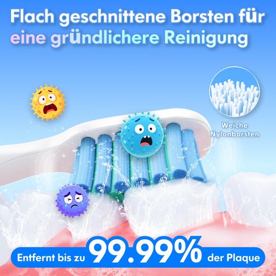 Kinder Zahnbürste Elektrisch ab 3-6-10-12 Jahre, Kinderzahnbürste Elektrisch mit Timer Gewohnheitsbildende Sticker 3 Modi Schallzahnbürste Kinder Jungen Wiederaufladbar (Astronaut Blau)