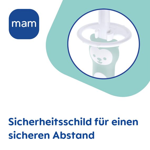 MAM Baby's Brush, Baby Zahnbürste mit kurzem Griff zum einfachen Halten, Kinderzahnbürste zur sanften Zahnreinigung, ab 6+ Monate, türkis