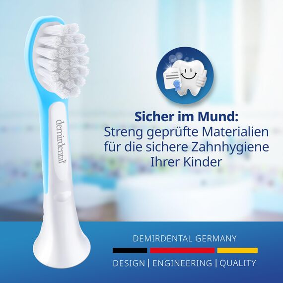 demirdental Ersatzbürsten für Kinder passend für Philips Sonicare Ersatzbürsten Kids, Compact Mini geeignet für 3-6 Jahre, entspricht HX6034 HX6038, Hellblau, 8er Set
