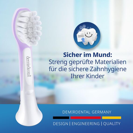 demirdental Ersatzbürsten für Kinder passend für Philips Sonicare Ersatzbürsten Kids, Compact Mini geeignet für 3-6 Jahre, entspricht HX6034 HX6038, Lilac, 8er Set
