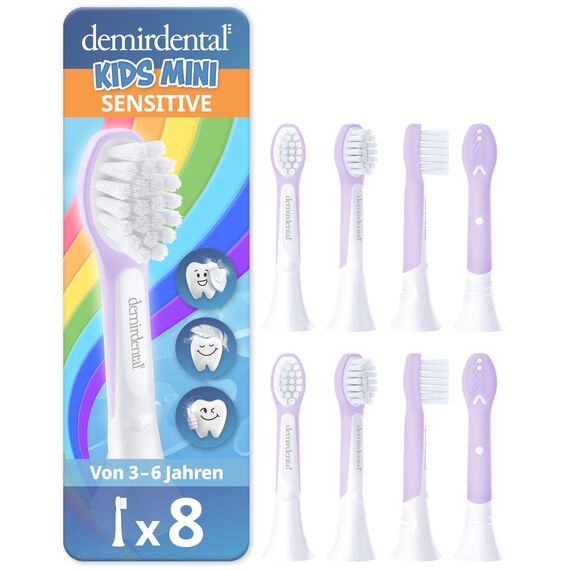 demirdental Ersatzbürsten für Kinder passend für Philips Sonicare Ersatzbürsten Kids, Compact Mini geeignet für 3-6 Jahre, entspricht HX6034 HX6038, Lilac, 8er Set