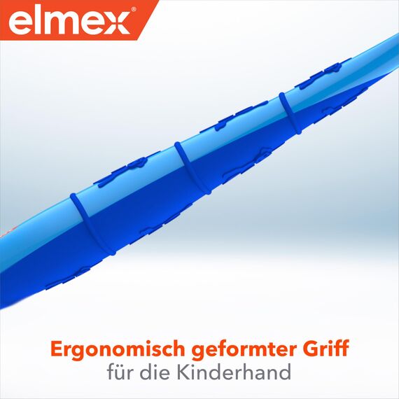 elmex Kinderzahnbürste 2-6 Jahre, 6 Stück – weiche, abgerundete Borsten für ein gründliches Putzen der Milchzähne – kindgerechte Zahnbürste für alle Griffarten geeignet