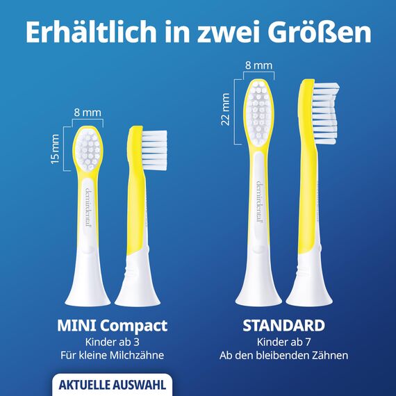 demirdental Ersatzbürsten für Kinder passend für Philips Sonicare Ersatzbürsten Kids, Compact Mini geeignet für 3-6 Jahre, entspricht HX6034 HX6038, Gelb, 8er Set