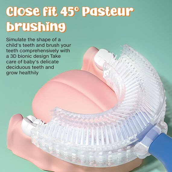 3 Stück Zahnbürste Kinder, U Förmige Kinderzahnbürste 2-6 Jahren, Weicher Bürstenkopf aus Silikon, Kinder Zahnbürste 360 ° Mundpflege, Massage-Zahnfleisch, Rundumreinigung (Gelb)