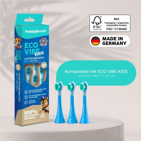 happybrush® Elektrische Zahnbürste Kinder - „Die Höhle der Löwen” - TESTSIEGER* - Kinderzahnbürste im Paw Patrol Design - Inkl.4 Aufsteckbürsten - 4 Monate Power Akku
