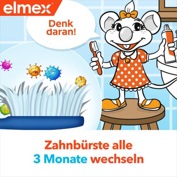 elmex Lern-Zahnbürste 0-2 Jahre, 6 Stück – altersgerechte Zahnreinigung mit weichen Borsten und ergonomischem Griff – gewöhnt Babys spielerisch an das Zähneputzen