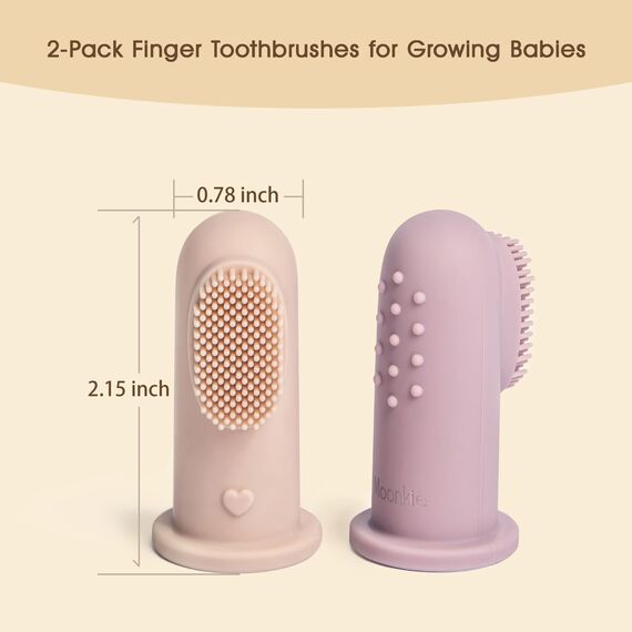 Moonkie Babyzahnbürste Fingerzahnbürste Mundreinigungsset für 3 Monate +, 2 Stück (Cloud/Mint)