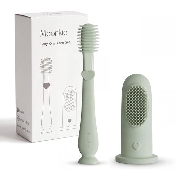 Moonkie Baby Fingerzahnbürste Zunge Oral Cleaner Kit für 3 Monate +, 2 Pcs (Mint)