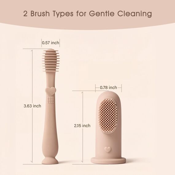 Moonkie Baby Fingerzahnbürste Zunge Mundreinigungsset für 3 Monate +, 2 Stück (Blush)