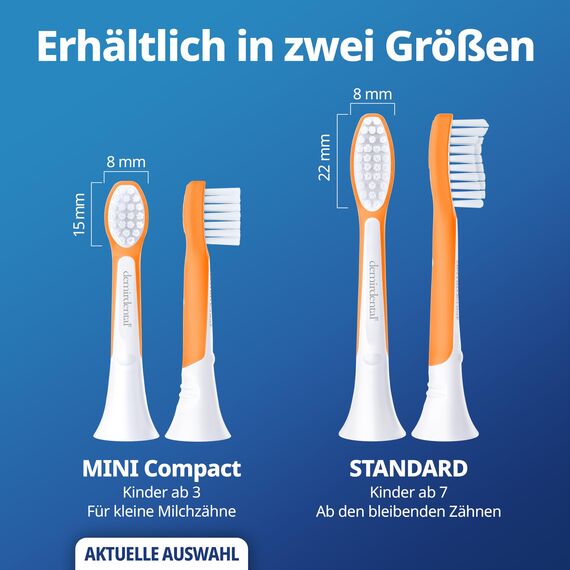 demirdental Ersatzbürsten für Kinder passend für Philips Sonicare Ersatzbürsten Kids, Compact Mini geeignet für 3-6 Jahre, entspricht HX6034 HX6033, Orange, 3er Set