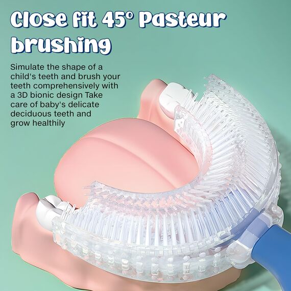 3 Stück Zahnbürste Kinder, U Förmige Kinderzahnbürste 2-6 Jahren, Weicher Bürstenkopf aus Silikon, Kinder Zahnbürste 360 ° Mundpflege, Massage-Zahnfleisch, Rundumreinigung (Blau)