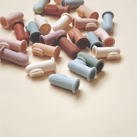 Moonkie Baby Zahnbürste Finger Zahnbürste Mundreiniger Kit für 3 Monate +, 2 Stück (Blush/Pale Mauve)