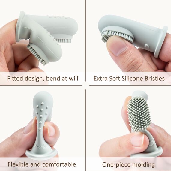 Moonkie Babyzahnbürste Fingerzahnbürste Mundreinigungsset für 3 Monate +, 2 Stück (Cloud/Mint)