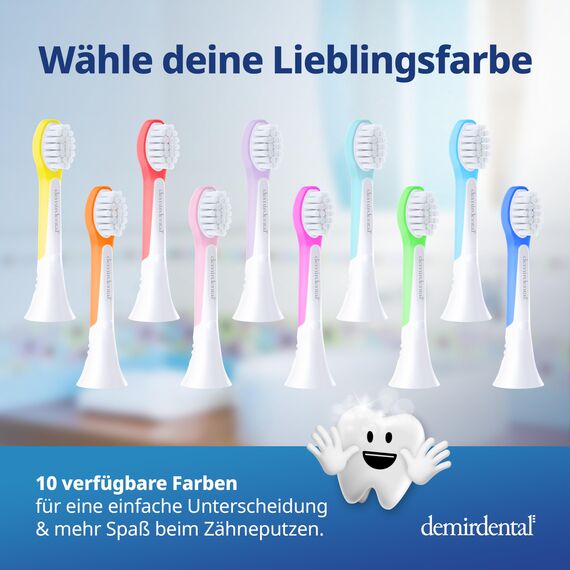 demirdental Ersatzbürsten für Kinder passend für Philips Sonicare Ersatzbürsten Kids, Compact Mini geeignet für 3-6 Jahre, entspricht HX6034 HX6033, Gelb, 3er Set