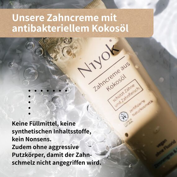 Niyok® Bio Zahncreme für Kinder (75ml) • Natürliche Kinder Zahnpasta ohne Fluorid • Schützt Zähne & Zahnfleisch • Vegane Kinderzahncreme • Mit fruchtigem Erdbeere & Himbeere Geschmack