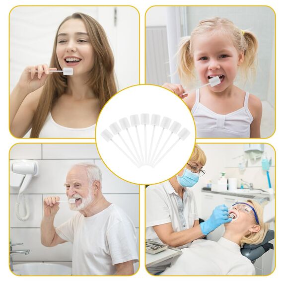 ACWOO Einweg Mundpflege Schwamm, 100 Stück Tragbare Mundschwamm Einweg, Mundpflegestäbchen für Reinigung Zahnkliniken (Weiß)