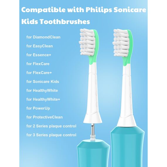8er Ersatzbürsten Kompatibel mit Philips Sonicare für Kinder Zahnbürste, ab 7+ Jahre, für Kids Ersatz-Zahnbürsten Aufsteckbürsten Rosa/Grün