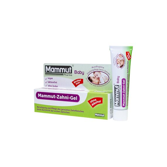 Mammut Zahni Gel - Zahnungsgel 10 ml - Baby Zahnungshilfe Säuglinge - Teething Gel - ohne Alkohol, zuckerfrei, laktosefrei, vegan - Dreifachpflege für gereiztes Zahnfleisch