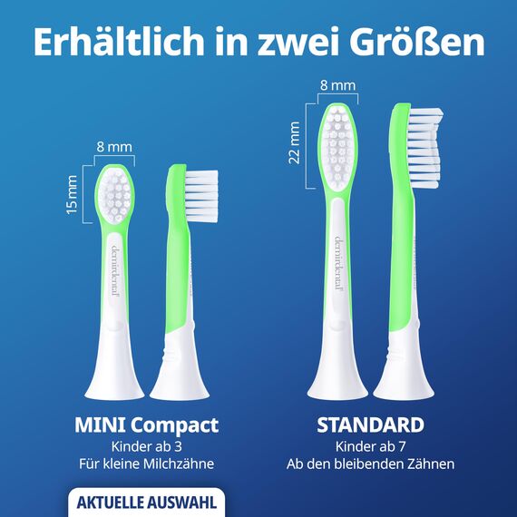 demirdental Ersatzbürsten für Kinder passend für Philips Sonicare Ersatzbürsten Kids, Compact Mini geeignet für 3-6 Jahre, entspricht HX6034 HX6038, Grün, 8er Set