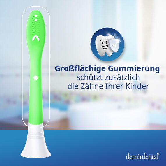 demirdental Bürstenkopf für Philips Sonicare Kids Bürstenkopf für Kinder, für erste bleibende Zähne, Kinder von 7 bis 10 Jahren, ersetzt HX6048 HX6044, Grün, 8 Stück