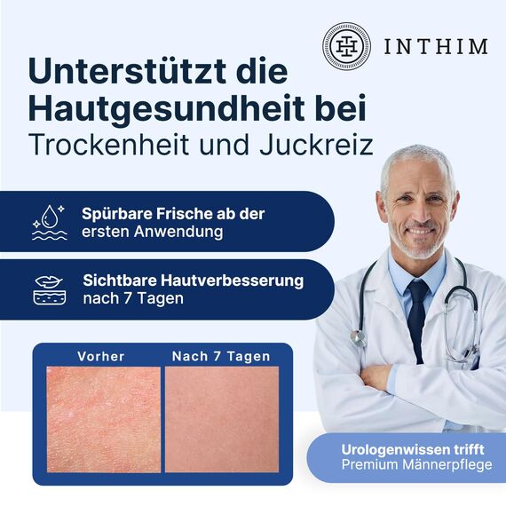 IntHim Antibakterielle Intim Waschlotion Herren - pH-Hautneutrale Intimpflege Männer bei Juckreiz, trockener Haut & Ideal nach dem Sport (1 x 200ml)
