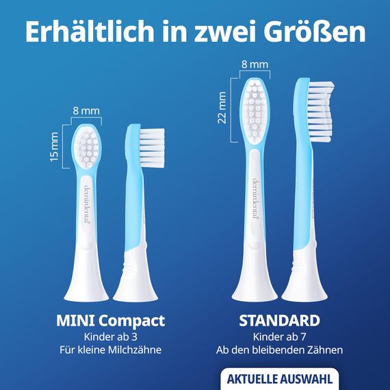 demirdental Ersatzbürsten für Kids, passend für Philips Sonicare Ersatzbürsten Kids, Schallzahnbürsten ab 7 Jahre, entspricht HX6048, Hellblau, 8er Set