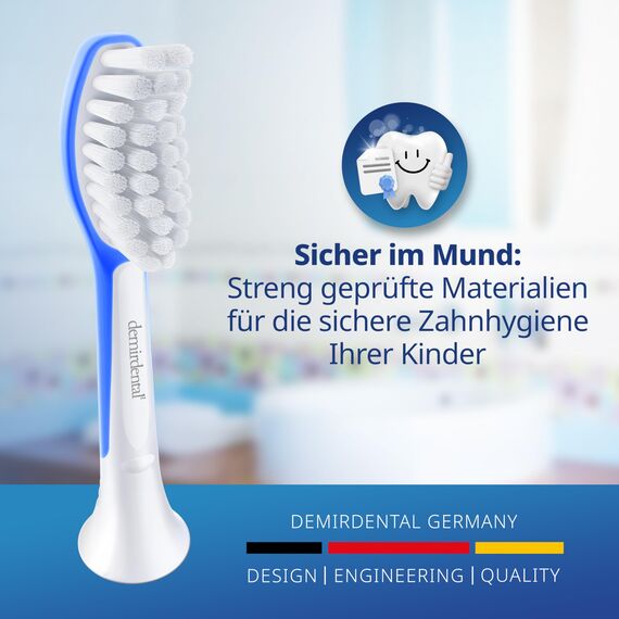 demirdental Ersatzbürsten for Kids passend für Philips Sonicare Ersatzbürsten Kids, Kinder Schallzahnbürsten, Kinder Ersatzbürsten ab 7 Jahre, entspricht HX6048, Dunkelblau, 8er Set