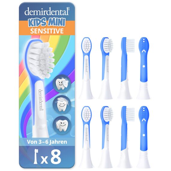 demirdental Ersatzbürsten für Kinder passend für Philips Sonicare Ersatzbürsten Kids, Compact Mini geeignet für 3-6 Jahre, entspricht HX6034 HX6038, Dunkelblau, 8er Set