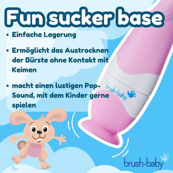 Brush-baby BabySonic Elektrische Zahnbürste für Kleinkinder, Babyrosa, extra weiche Borsten, 2-Minuten-Timer, LED-beleuchteter Zahnbürstenkopf Geeignet für Kinder von 0-3 Jahren