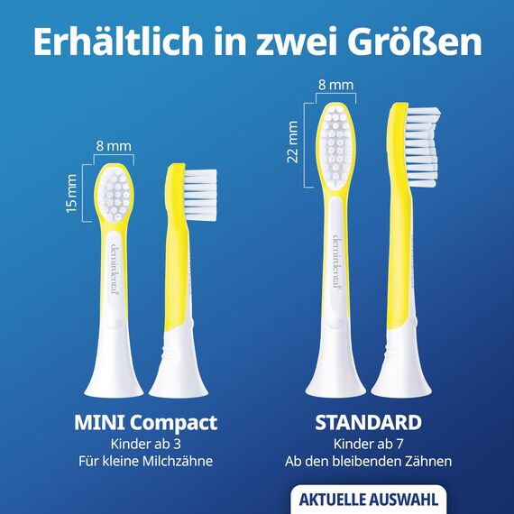 demirdental Ersatzbürsten for Kids passend für Philips Sonicare Ersatzbürsten Kids, Kinder Schallzahnbürsten, Kinder Ersatzbürsten ab 7 Jahre, entspricht HX6048, Gelb, 8er Set