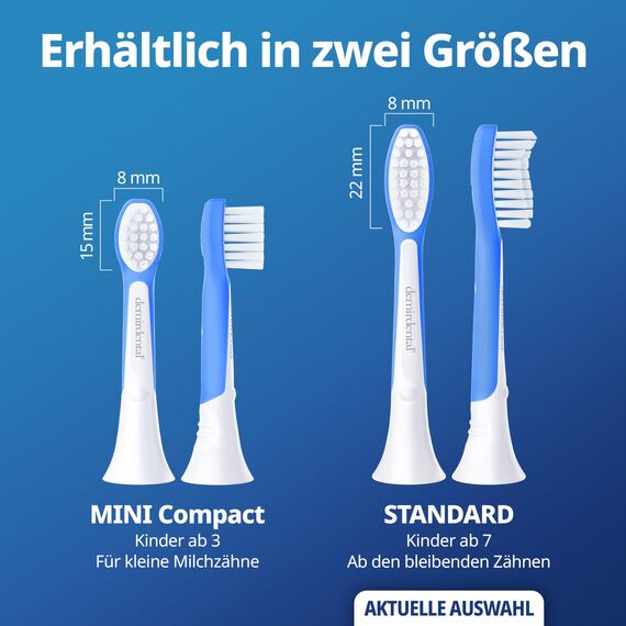 demirdental Ersatzbürsten for Kids passend für Philips Sonicare Ersatzbürsten Kids, Kinder Schallzahnbürsten, Kinder Ersatzbürsten ab 7 Jahre, entspricht HX6048, Dunkelblau, 8er Set
