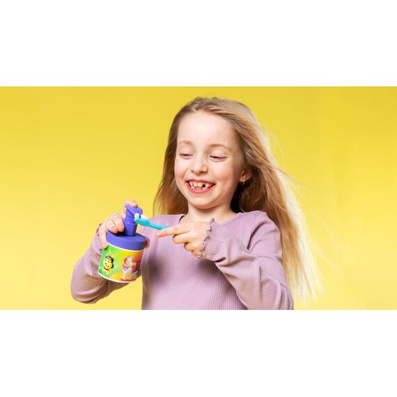 Jordan ® | Junior Zahnpasta-Pumpe | Zahnpasta auf einer Pumpspender, die der Menge von 3 regulären Tuben entspricht | Innovative und bequeme Lösung | 6-12 Jahre | 1450 ppm | Traube | 150 ml