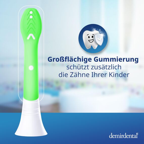 demirdental Ersatzbürsten für Kinder passend für Philips Sonicare Ersatzbürsten Kids, Compact Mini geeignet für 3-6 Jahre, entspricht HX6034 HX6038, Grün, 8er Set