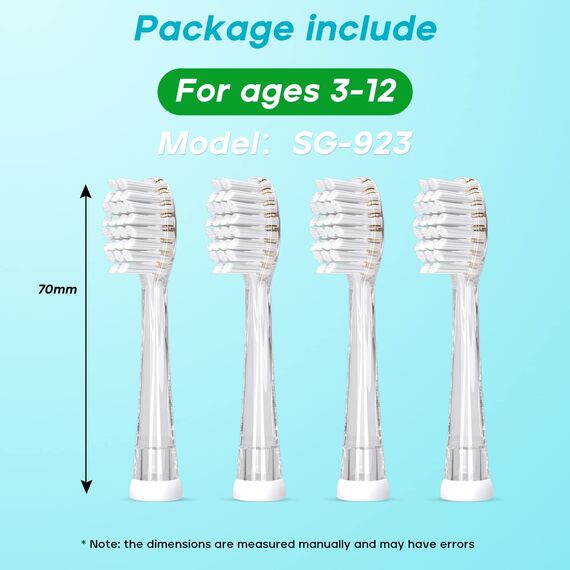 Seago Zahnbürsten Ersatzköpfe für elektrisch Zahnbürste Kinder SG-513/SG-977/SG-2139 (Gray)