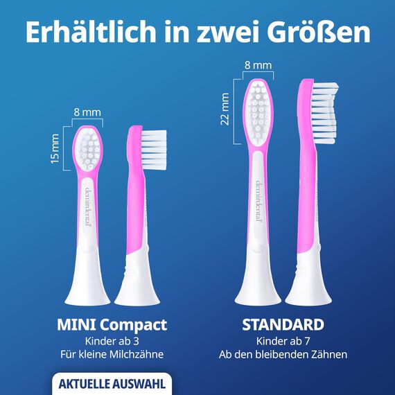 demirdental Ersatzbürsten für Kinder passend für Philips Sonicare Ersatzbürsten Kids, Compact Mini geeignet für 3-6 Jahre, entspricht HX6034 HX6038, Magenta, 8er Set