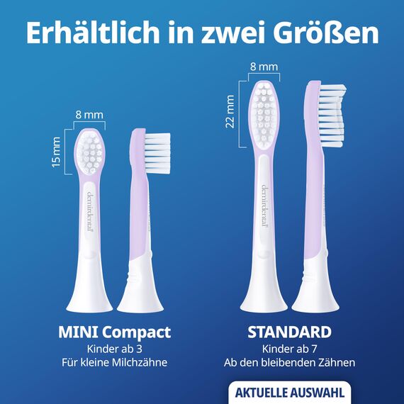 demirdental Ersatzbürsten for Kids passend für Philips Sonicare Ersatzbürsten Kids, Kinder Schallzahnbürsten, Kinder Ersatzbürsten ab 7 Jahre, entspricht HX6048, Lilac, 8er Set