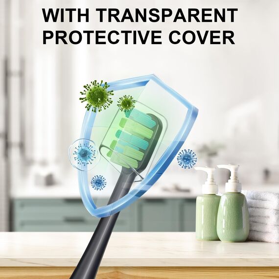 Ersatzbürsten für 7AM2M AM101/AM105 Zahnbürste Elektrische,8 Stück Aufsteckbürsten Kompatibel 7AM2M Zahnbürste Elektrische (black)