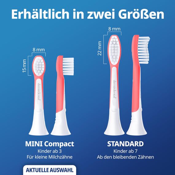 demirdental Ersatzbürsten für Kinder passend für Philips Sonicare Ersatzbürsten Kids, Compact Mini geeignet für 3-6 Jahre, entspricht HX6034 HX6033, Rot, 3er Set