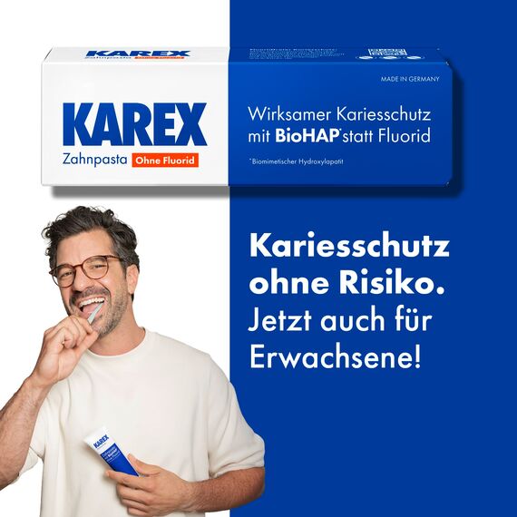 Kinder KAREX Zahnpasta – 1 x 50 ml - Kariesschutz für Kinder ab 0 Jahren – mit BioHAP, ohne Fluorid – ab dem ersten Milchzahn