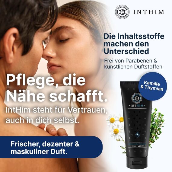 IntHim Antibakterielle Intim Waschlotion Herren - pH-Hautneutrale Intimpflege Männer bei Juckreiz, trockener Haut & Ideal nach dem Sport (2 x 200ml)