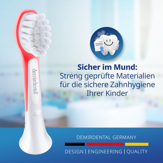 demirdental Ersatzbürsten für Kinder passend für Philips Sonicare Ersatzbürsten Kids, Compact Mini geeignet für 3-6 Jahre, entspricht HX6034 HX6033, Rot, 3er Set