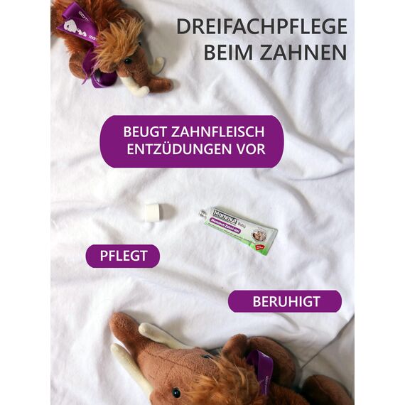 Mammut Zahni Gel - Zahnungsgel 10 ml - Baby Zahnungshilfe Säuglinge - Teething Gel - ohne Alkohol, zuckerfrei, laktosefrei, vegan - Dreifachpflege für gereiztes Zahnfleisch