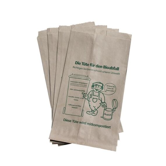 Bioabfalltüten Papier braun 9,5 l Biomülltüten Kompostbeutel Mülltüten Müllbeutel Bio 20 + 16 x 36 cm (40 Stück)