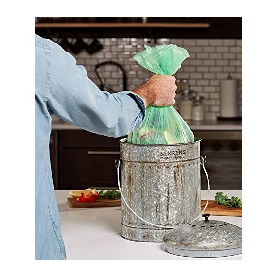 Biologisch Müllbeutel 20 Liter 100 Stück, Abbaubar Maisstärke Material, Recycelt Müllbeutel für Küchen Badezimmer, Wohnzimmer Hellgrün (Hellgrün,4GAL/20Liter-100Stück)