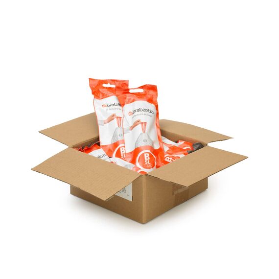 Brabantia Müllbeutel PerfectFit Multipack (Code B - 5L) Extra Starke Müllsäcke mit Zugband, 10 rollen (200 Müllbeutel)
