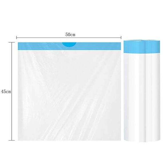 RMAN 45 Stück Mülltüten mit Tragegriff Selbstreinigende Katzentoilette Müllbeutel Zugband Müllbeutel Biologisch Abbaubar Langlebige Reißfest Flüssigkeitsdicht Katzenstreutasche mit Kordelzug 3 Rollen