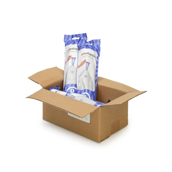 Brabantia Müllbeutel PerfectFit Multipack (Code D - 15L / 20L) Extra Starke Müllsäcke mit Zugband, 6 rollen (120 Müllbeutel)