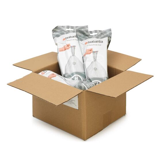 Brabantia Müllbeutel PerfectFit Multipack (Code H - 50l / 60L) Extra Starke Müllsäcke mit Zugband, 6 rollen (120 Müllbeutel)