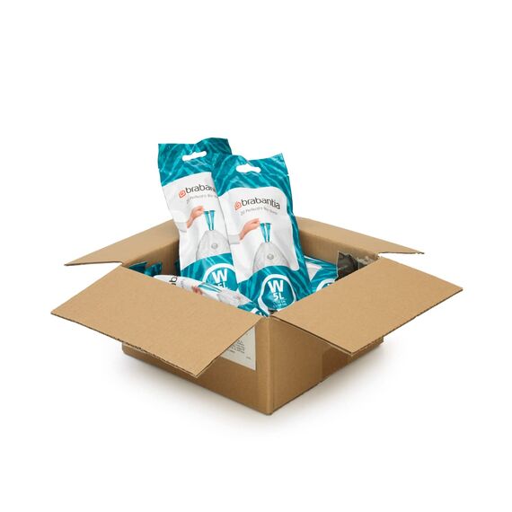 Brabantia Müllbeutel PerfectFit Multipack (Code W/5L) Extra Starke Müllsäcke mit Zugband, 10 rollen (200 Müllbeutel)